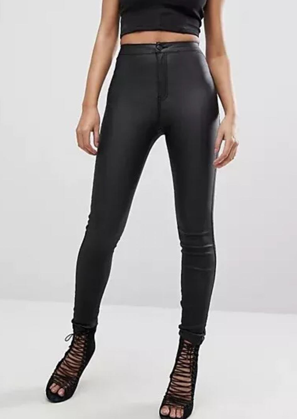 Missguided Jeans Size 6 Black Coated Vice High Rise Skinny New